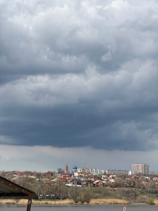 Barbecue cooking under stormy skies in Ovoshchnoy, Russia