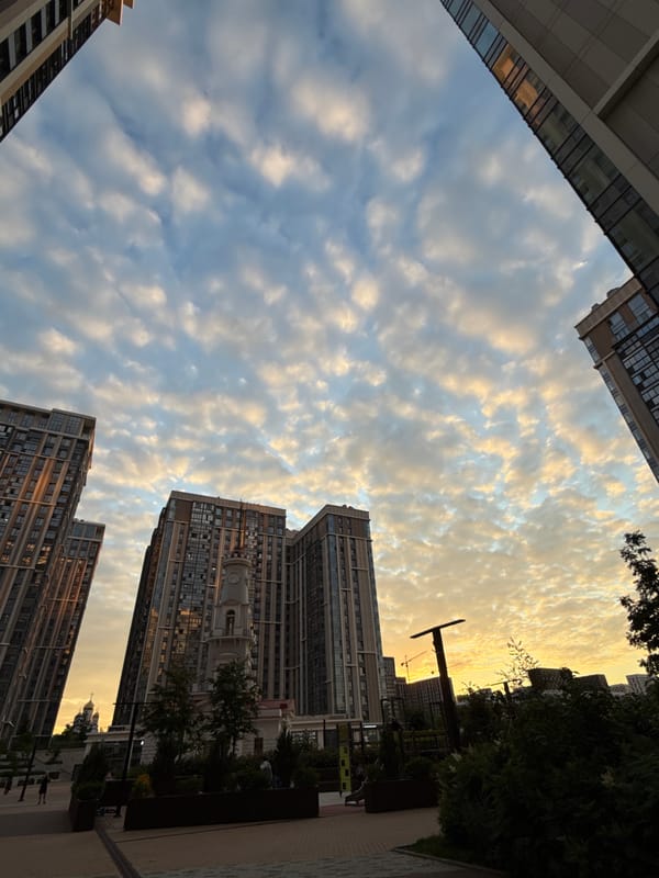 Golden hour stroll through a modern Moscow residential district