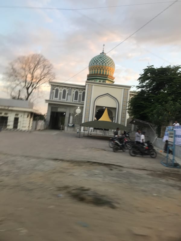 Daily life scenes documented around mosques, restaurants in northern Indonesia