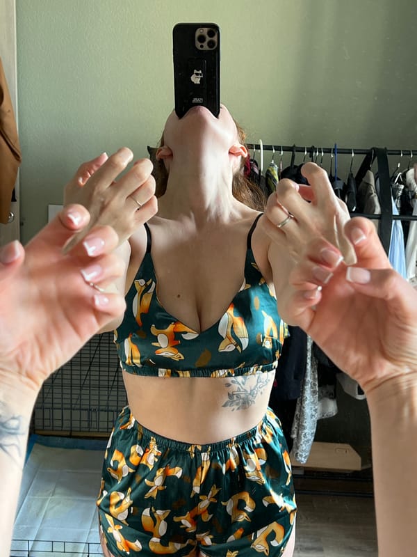 Person takes selfie in fox-patterned pajamas in Saint Petersburg