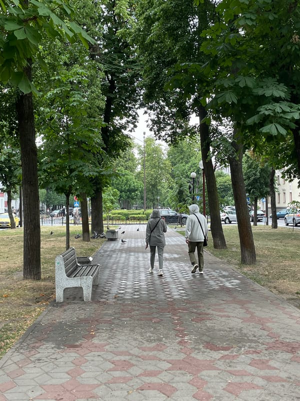 Afternoon stroll captured along sculptured pedestrian boulevard in Brest