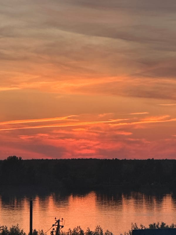 Sunset over Kama River documented in Chaikovsky, Russia