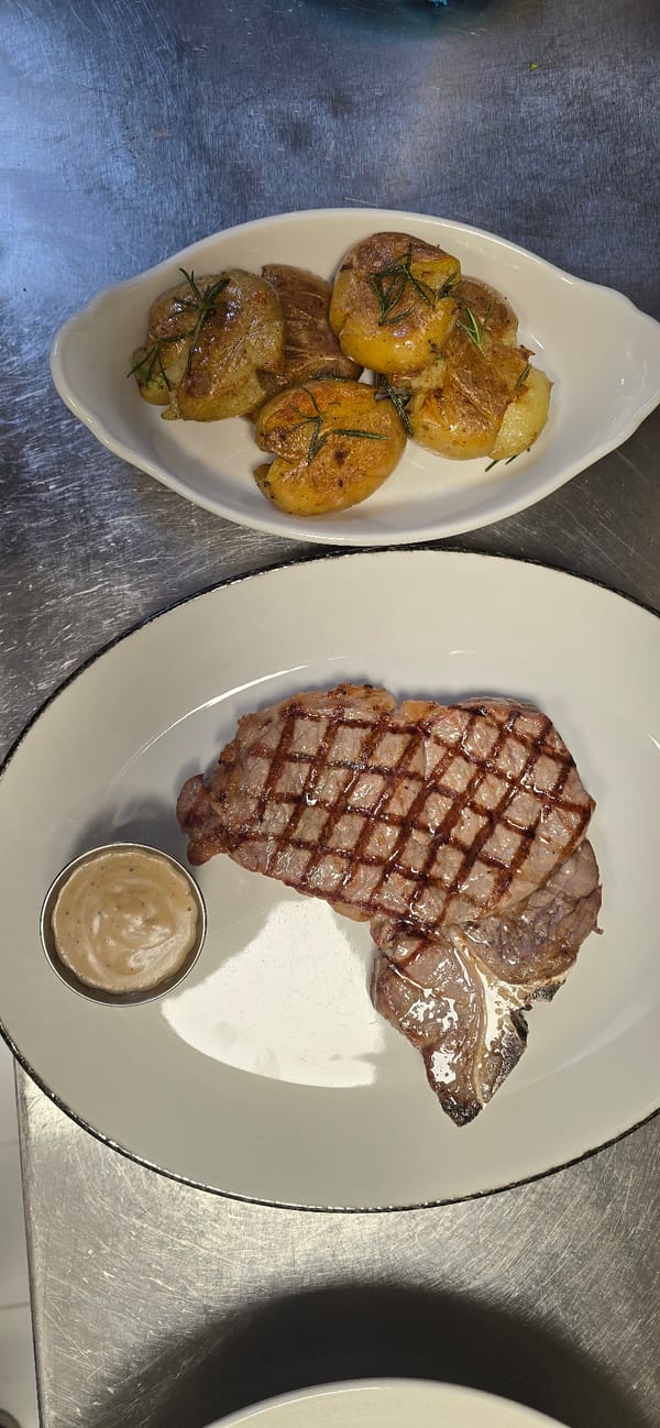 Grilled steak meal photographed in Dub, Montenegro