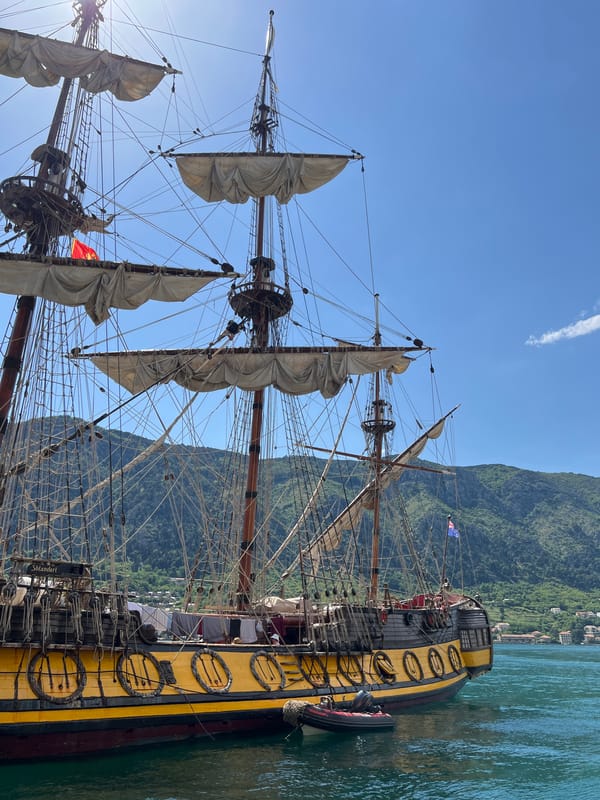 Historic tall ship 'Shtandart' visits Montenegro's Kotor harbor
