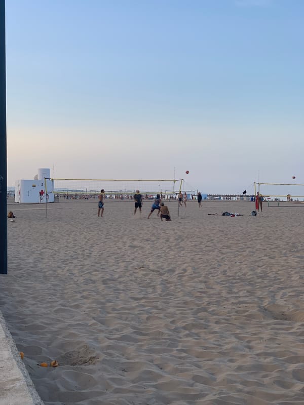 Busy summer evening at Valencia's Malvarrosa beachfront