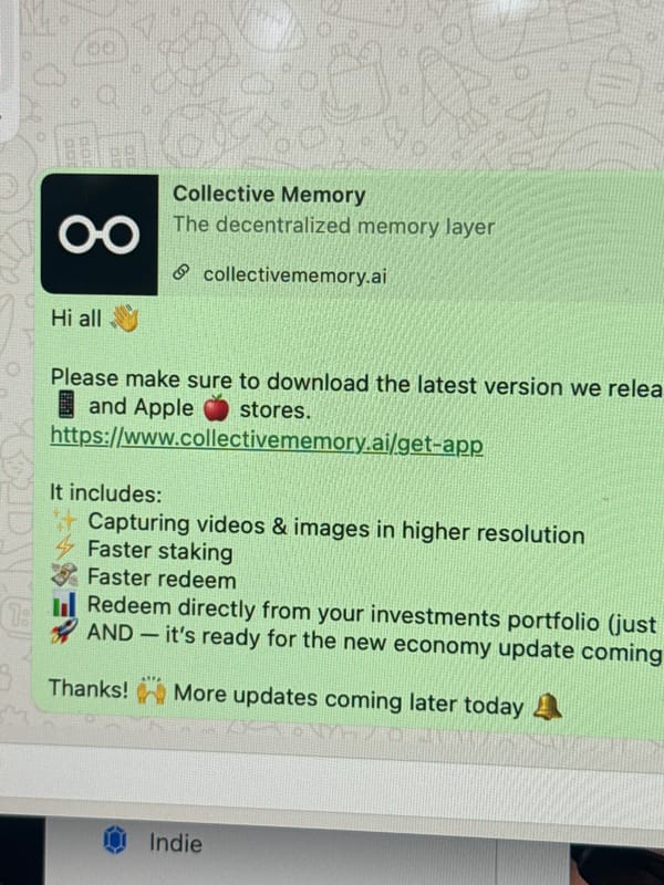 Collective Memory app promotion spotted on WhatsApp in Erba