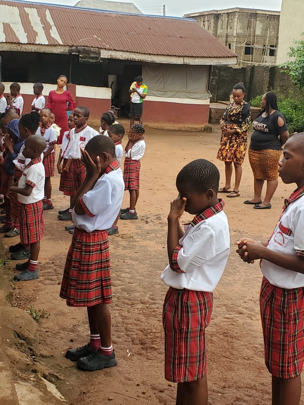 School children participate in outdoor activities in Nigeria