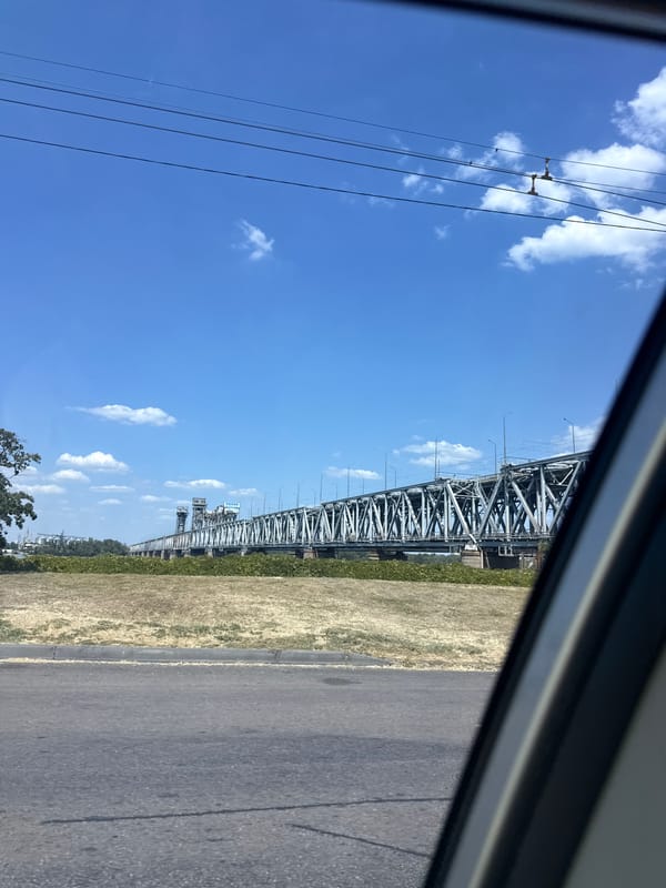 Street-level scenes from Dnipro's city center, summer 2026