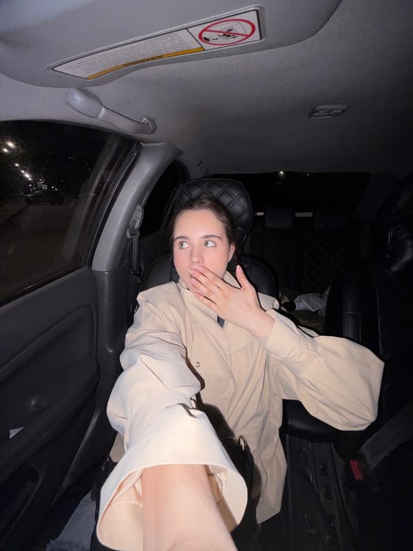 Woman photographed in car interior, Izhevsk, Russia