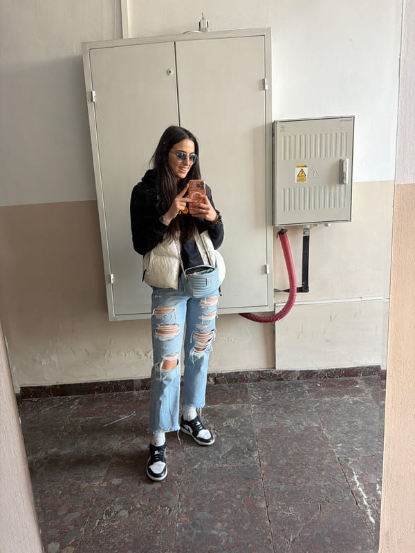 Woman takes selfie in decorated indoor space in Sofia