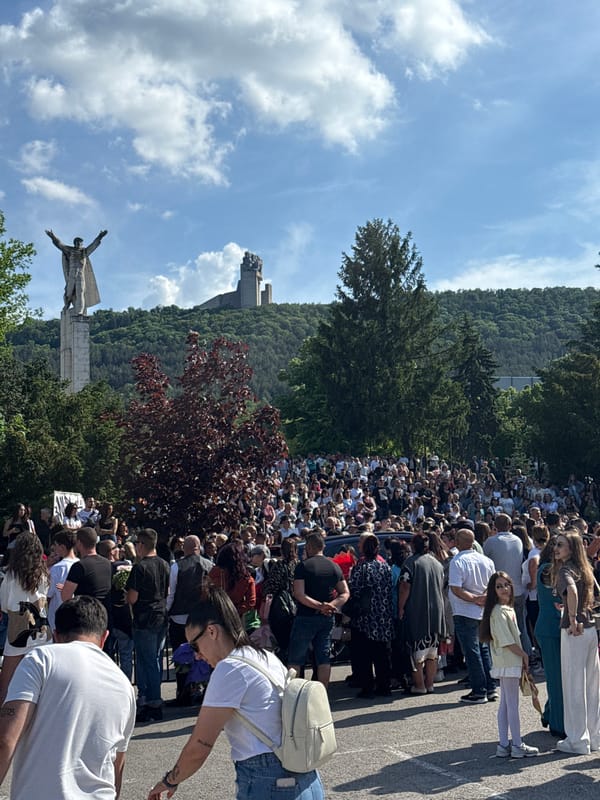 Crowd Gathers at Bulgaria's 1300 Years Monument in Shumen