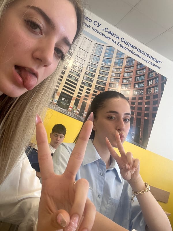Friends Take Morning Selfie in Targovishte, Bulgaria