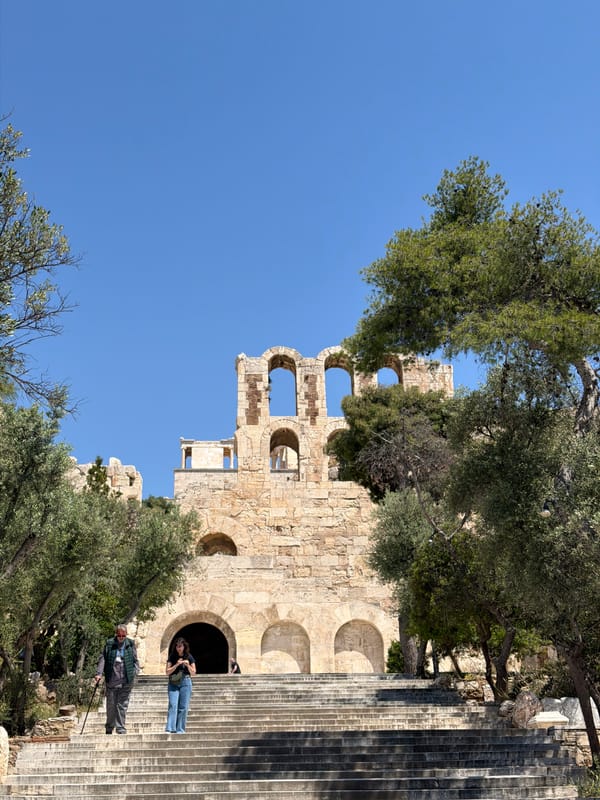 Clear sunny skies documented across Athens landmarks and streets