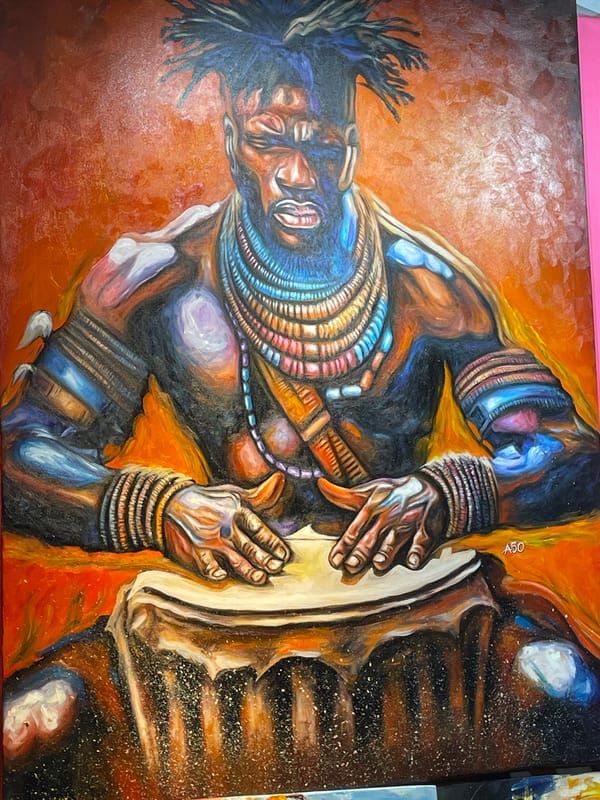 Zanzibar art gallery displays vibrant local paintings and portraits
