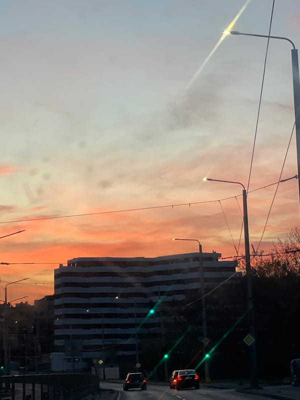 Rotated urban twilight scene captured by unknown witness