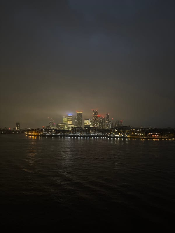 London evening captures cityscape and office video call scenes