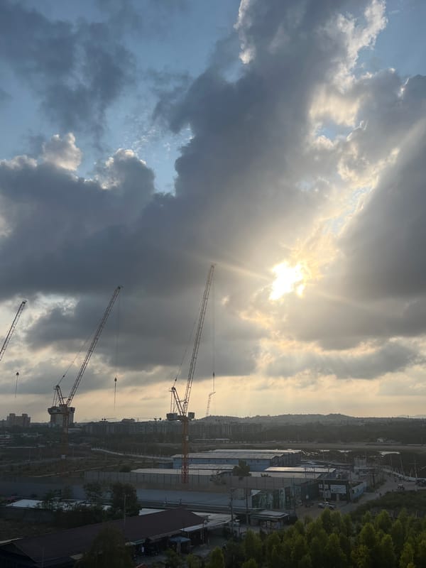 Dramatic golden sky captured over Pattaya City, Thailand