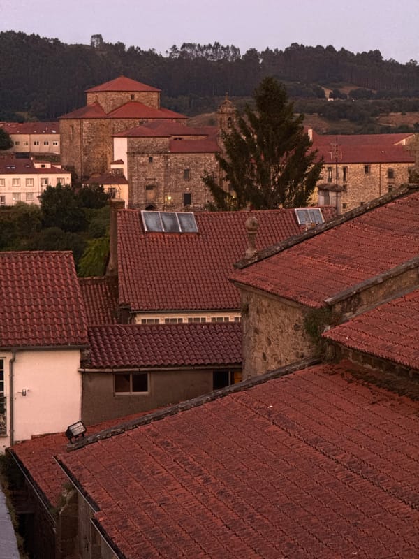 Sunset views captured over Santiago de Compostela's historic rooftops