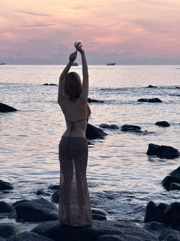 Sunset on the rocky shores of Lý Sơn Island