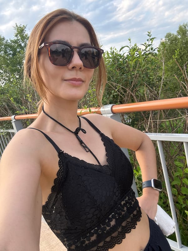 Casual stroll and selfie along a railing in Gimpo-si