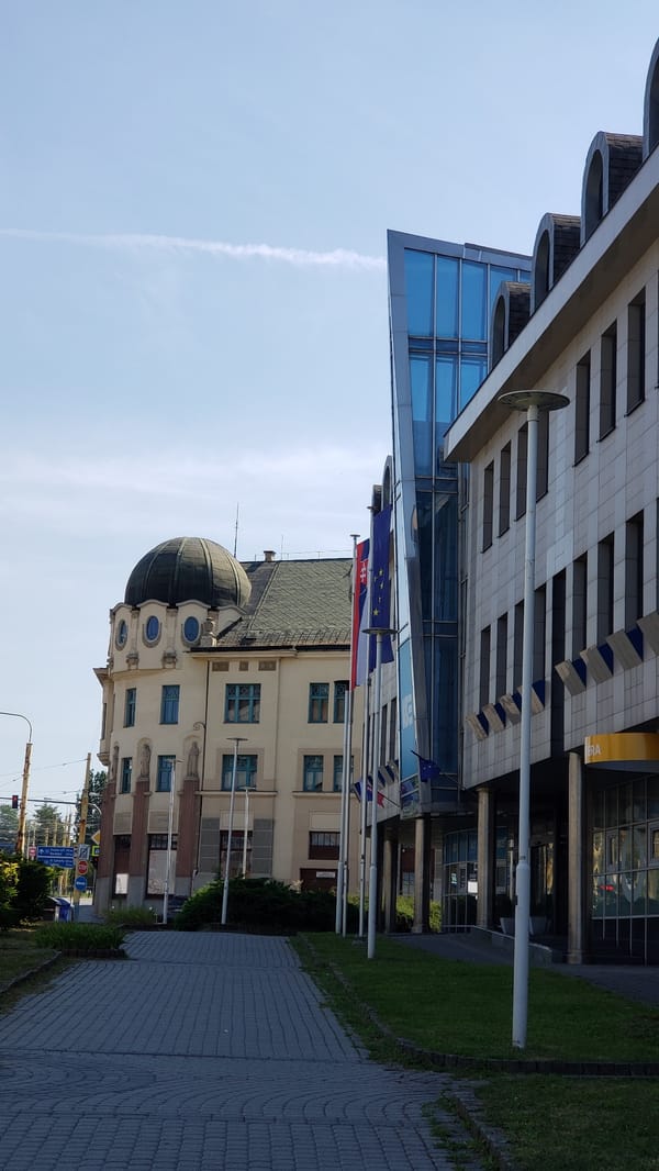 Sunny morning on Prešov's historic main street