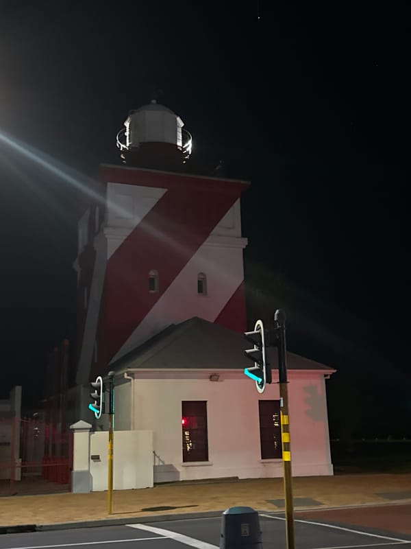 Cape Town lighthouse district observed during evening hours