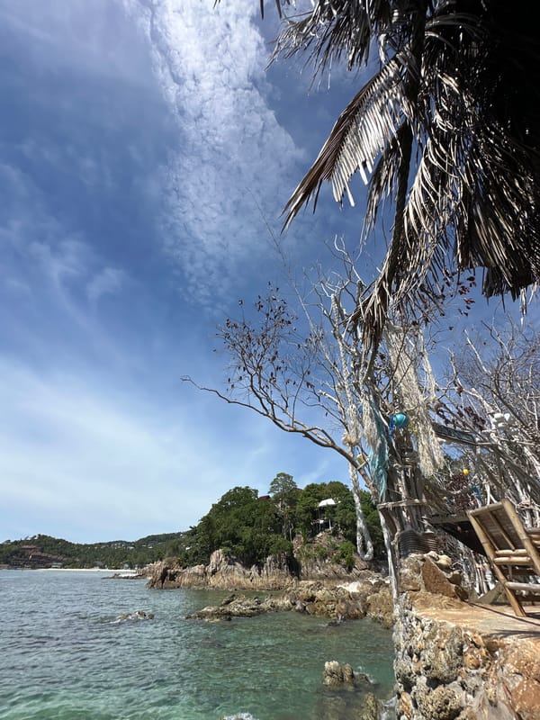 Morning swim and cliff hangout on Koh Phangan's rocky coast