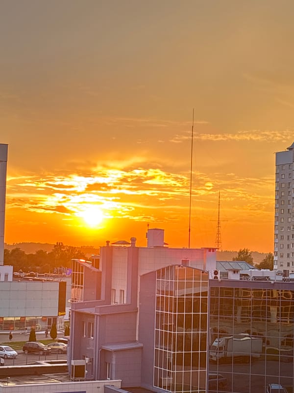 Vitsebsk rooftop sunset, multiple angles, one evening