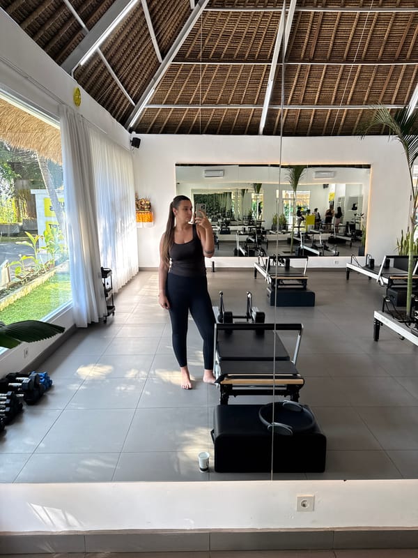 Traditional fitness studio interior documented in Ubud District