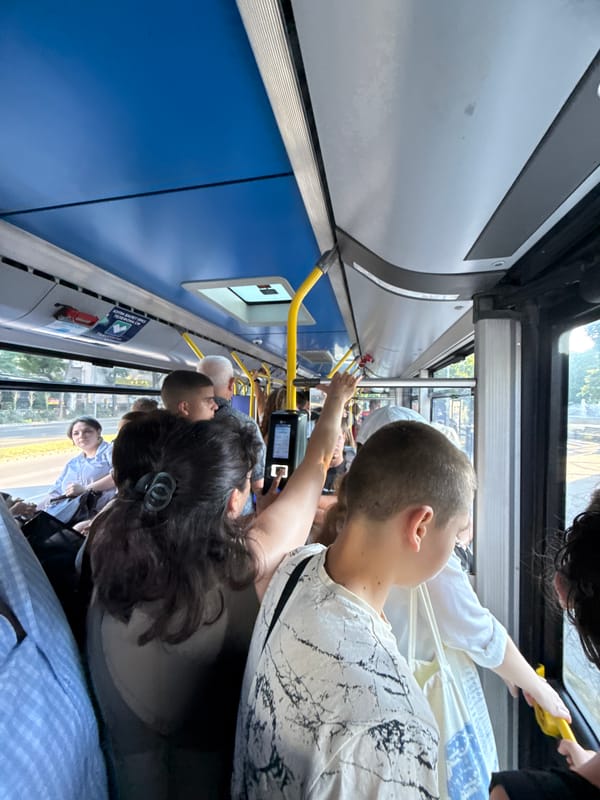 Peak-hour crowd on Varna public transit