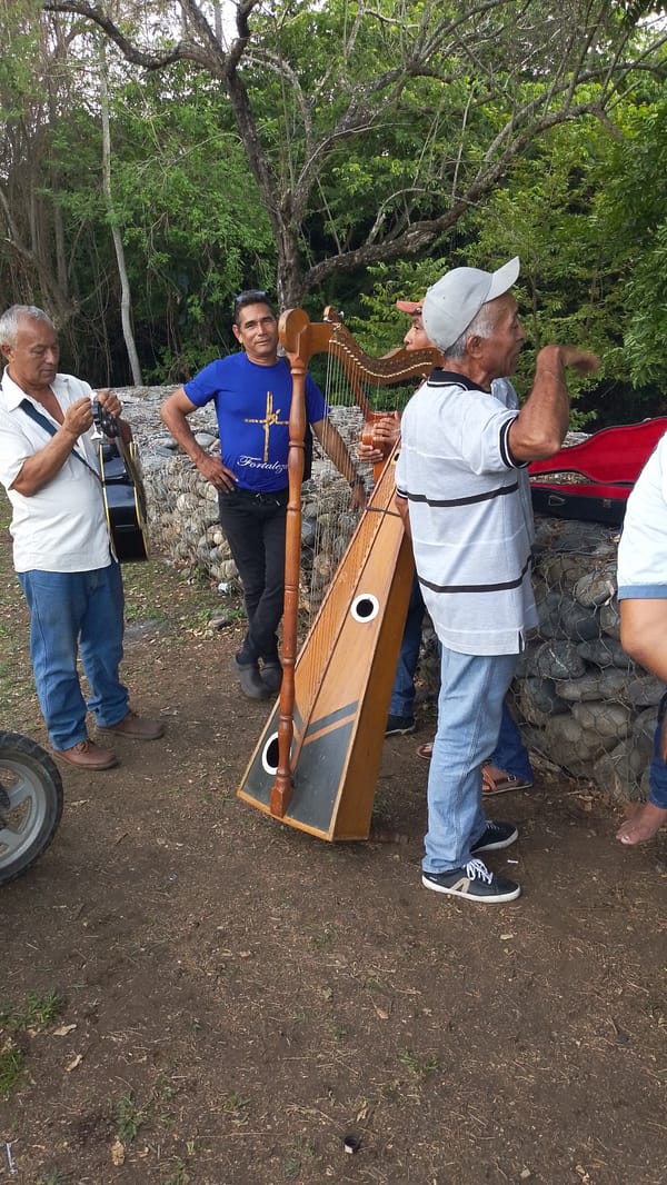 Four men gather for casual outdoor event in Tinaquillo