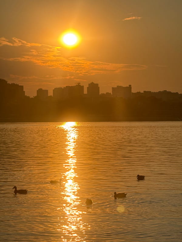 Golden hour along the Angara River in Irkutsk