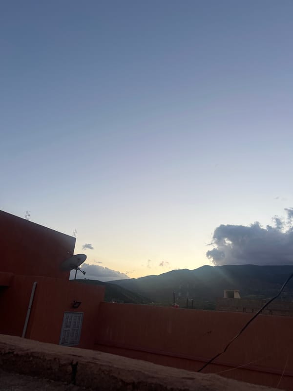 Daily life documented in Moroccan mountain town during sunset