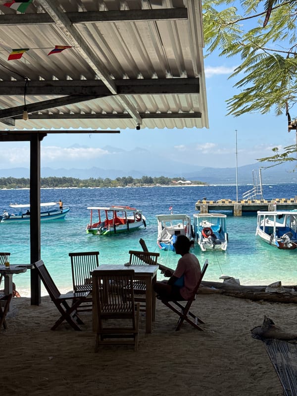 Beachside café strip on the Indonesian coast