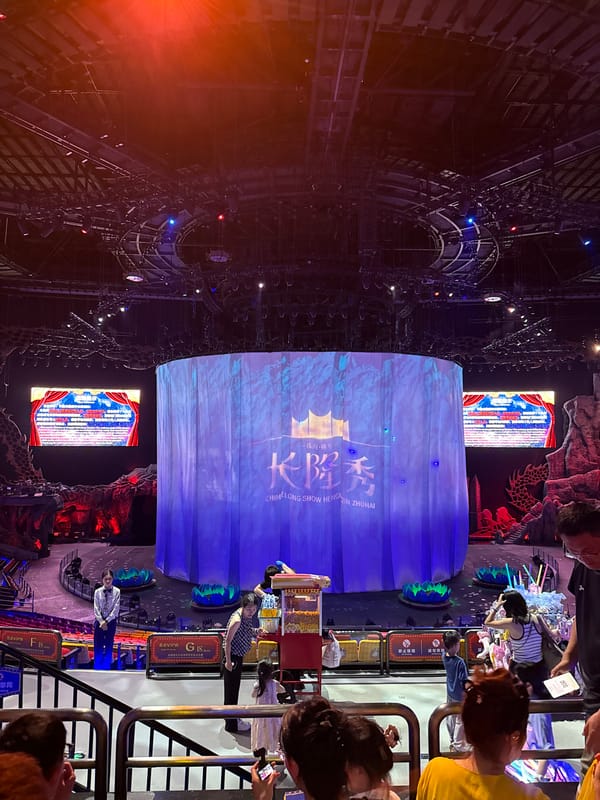 Visitors explore Chimelong Theater attractions in Xiangzhou, China