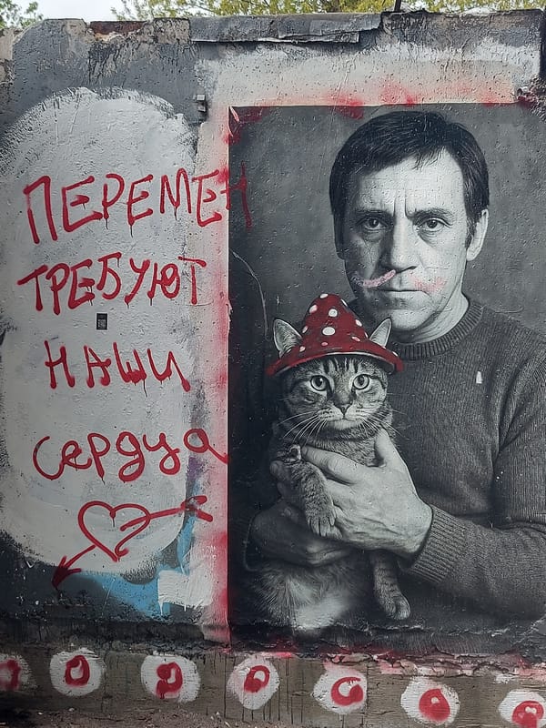 Morning street art and cafe tour documented in Saint Petersburg