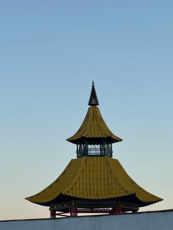 Buddhist monuments and civic landmarks around central Elista, Kalmykia