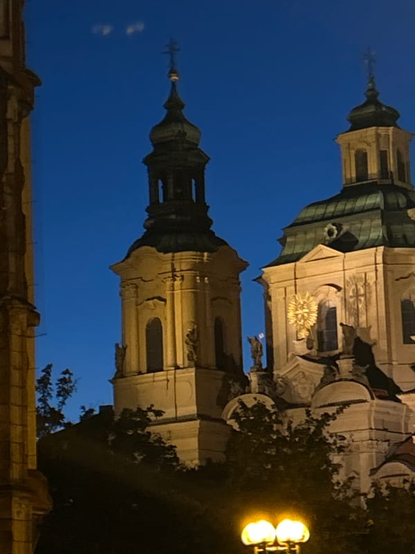 Evening stroll through Prague's Old Town Square captured