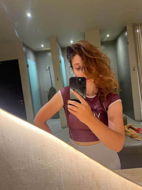 Woman documents morning workout at North Kuta fitness center