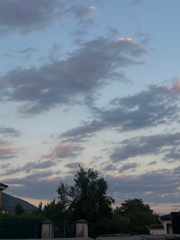 Dusk settles over Karlovo rooftops, Bulgaria