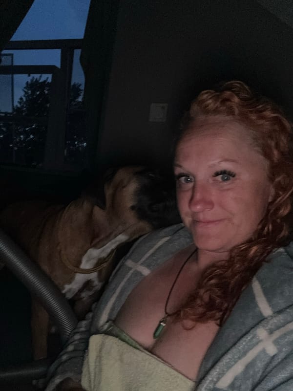 Woman photographed at home in Chaikovsky during evening hours