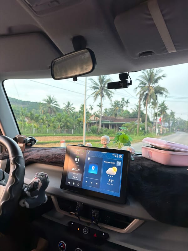 Evening drive through tropical countryside in Bình Chương, Vietnam