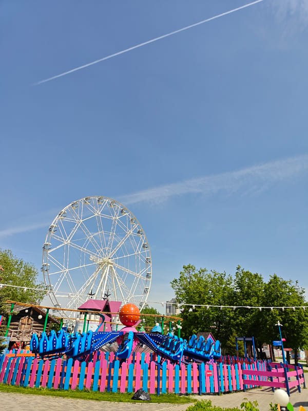 Child enjoys morning playground visit in Khimki park