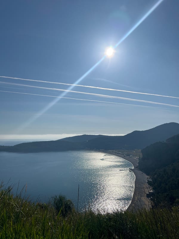 Coastal landscape photographed from elevated position in Prijevor, Montenegro