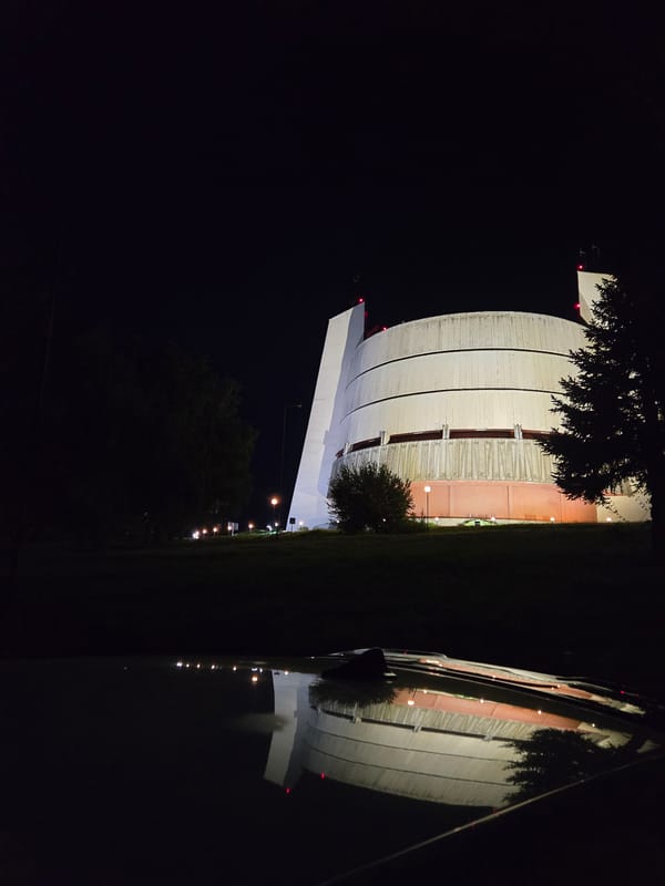 Nighttime scenes documented around Pleven Panorama museum, Bulgaria