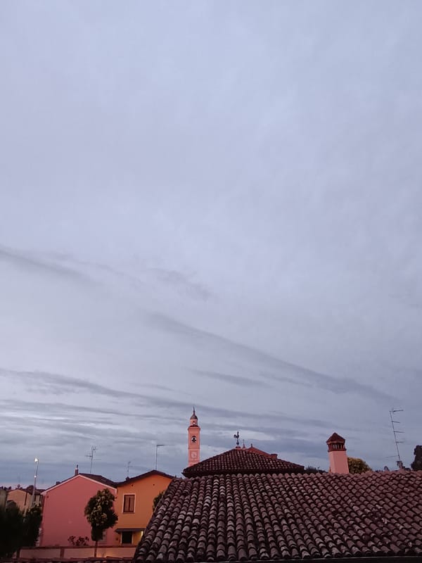 Evening scenes documented across Viadana rooftops and streets