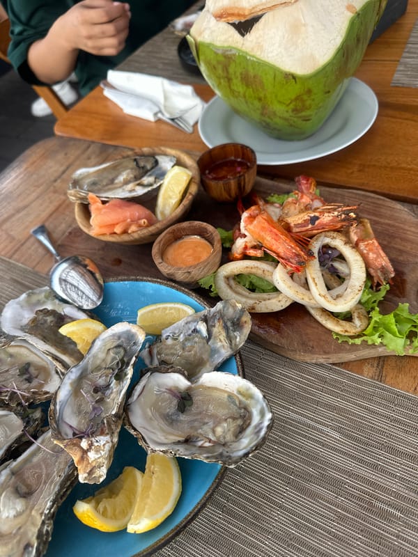 Diners share seafood platter at North Kuta restaurant