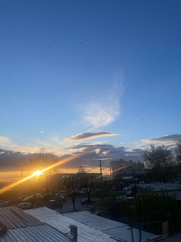 Evening sunset captured across Yerevan urban landscape