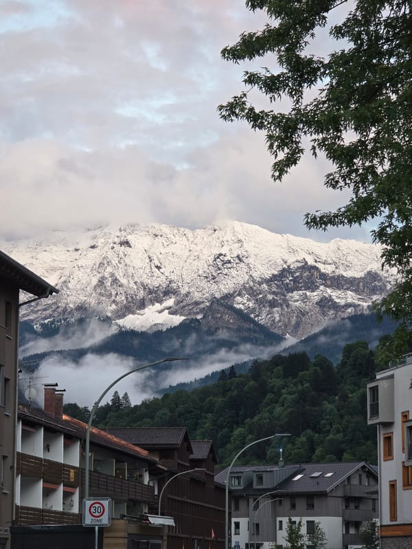 Evening documentation of Garmisch-Partenkirchen train station and alpine scenery