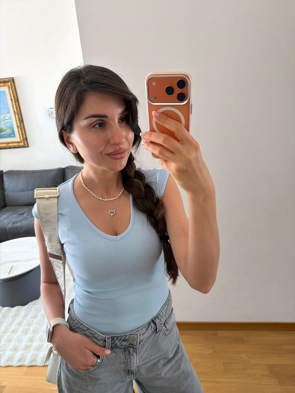 Woman takes selfie, fruit hashtag image captured in Budva
